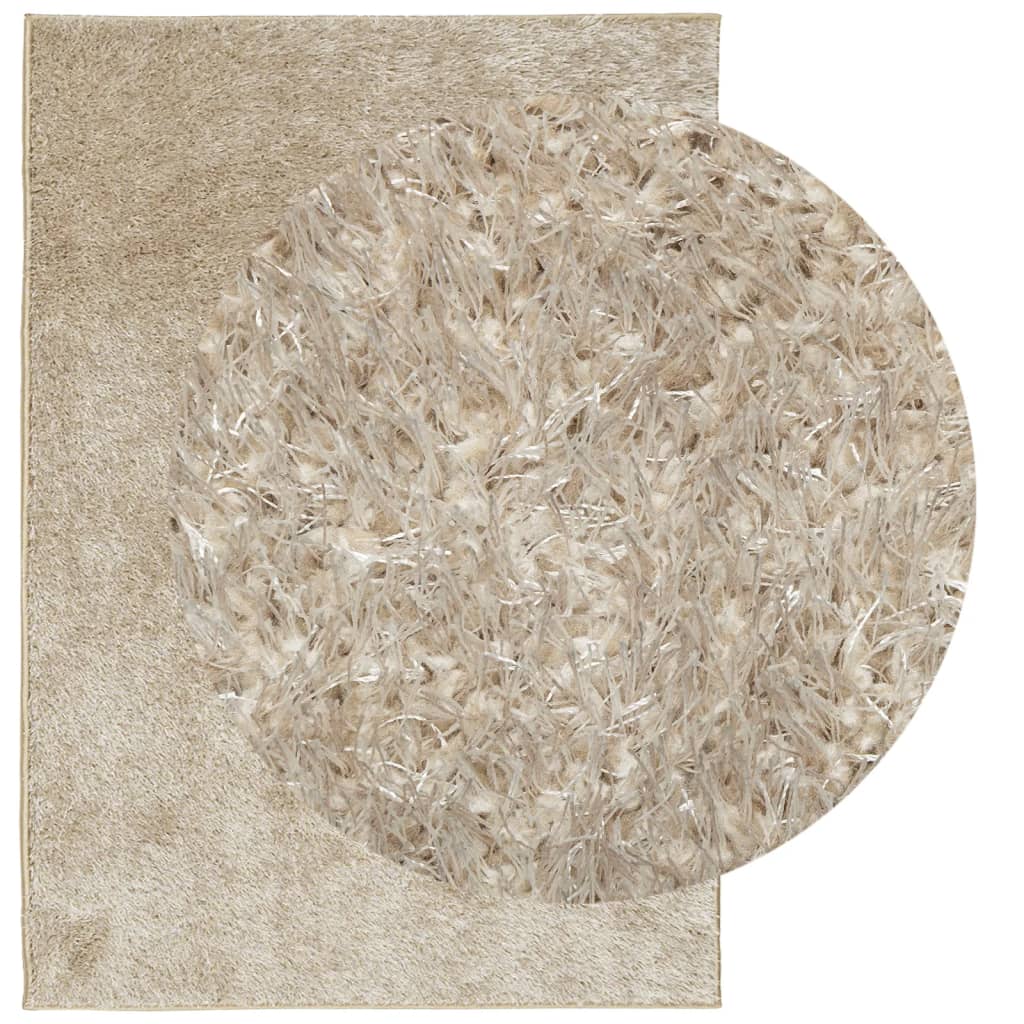 Vloerkleed ISTAN hoogpolig glanzend 160x230 cm beige - AllerleiShop