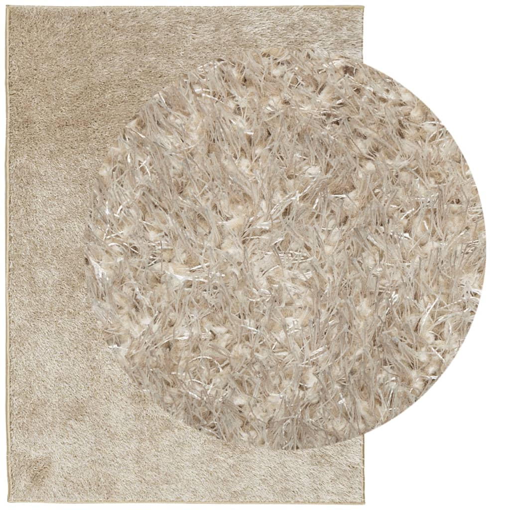 Vloerkleed ISTAN hoogpolig glanzend 200x280 cm beige - AllerleiShop