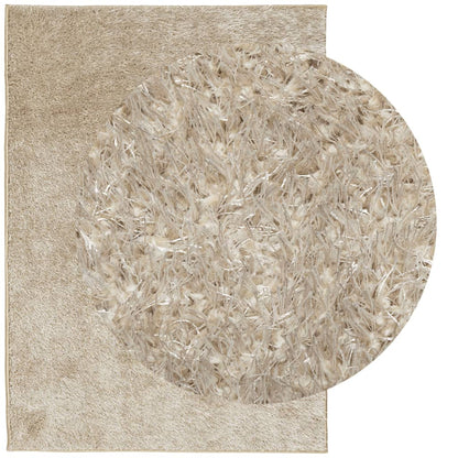 Vloerkleed ISTAN hoogpolig glanzend 240x340 cm beige - AllerleiShop