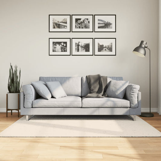 Vloerkleed ISTAN hoogpolig glanzend 140x200 cm crèmekleurig - AllerleiShop