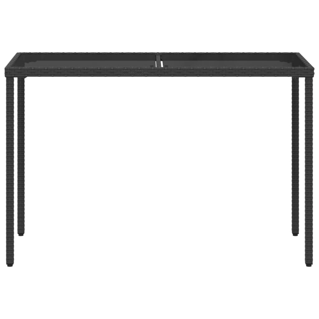 Tuintafel met glazen blad 115x54x74 cm poly rattan zwart - AllerleiShop