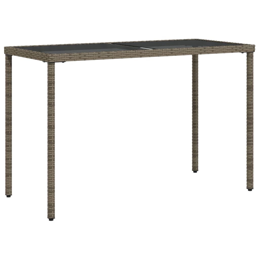 Tuintafel met glazen blad 115x54x74 cm poly rattan grijs - AllerleiShop