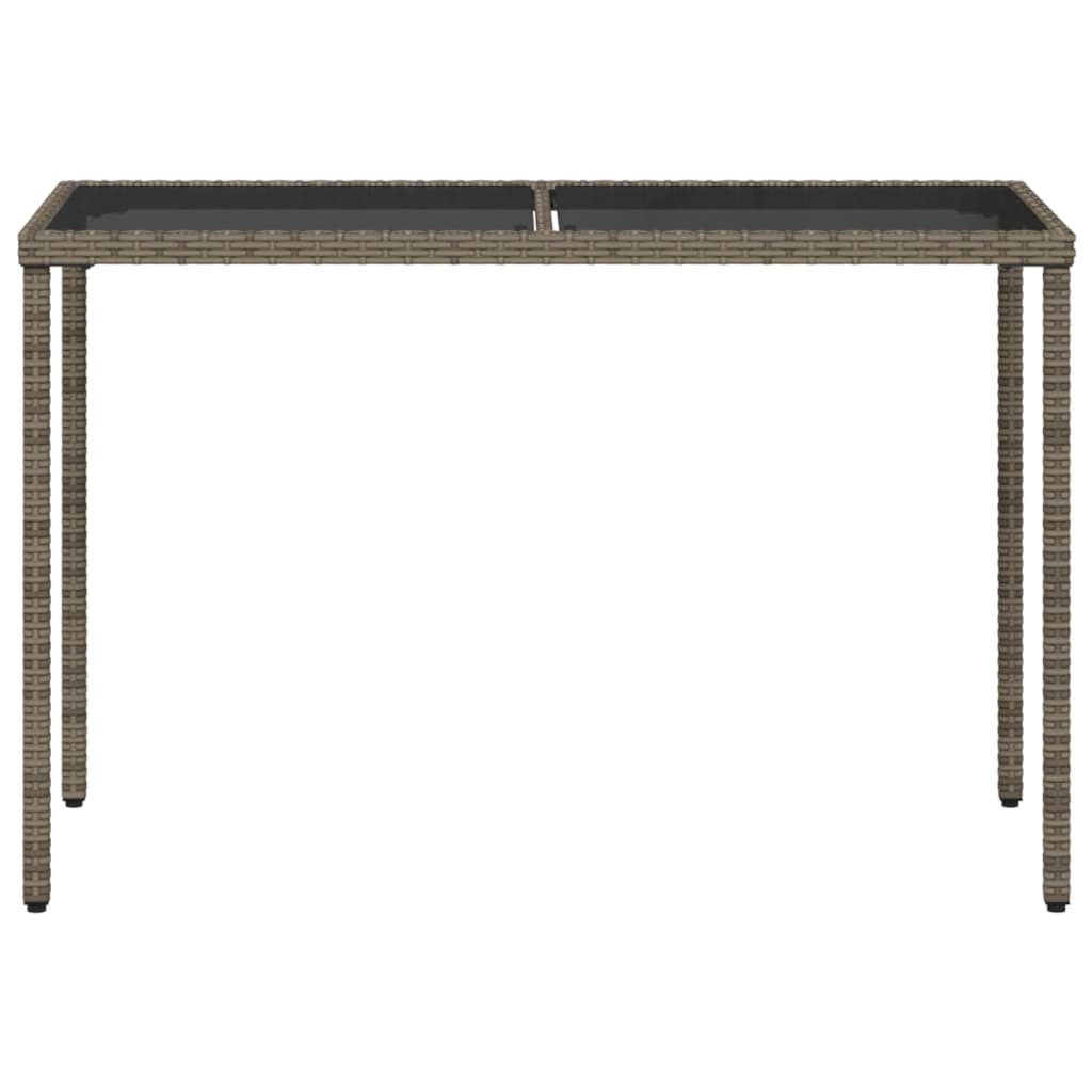 Tuintafel met glazen blad 115x54x74 cm poly rattan grijs - AllerleiShop