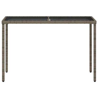 Tuintafel met glazen blad 115x54x74 cm poly rattan grijs - AllerleiShop