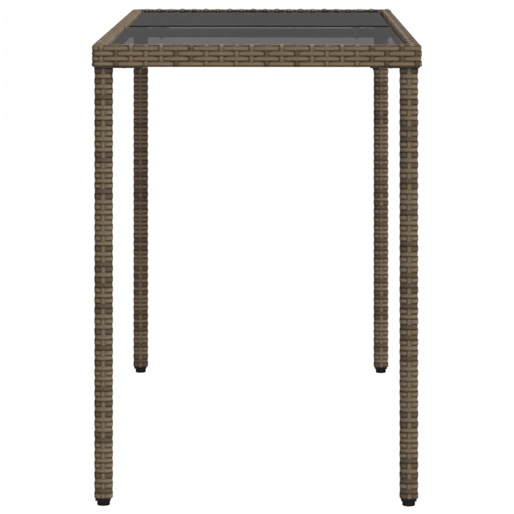 Tuintafel met glazen blad 115x54x74 cm poly rattan grijs - AllerleiShop