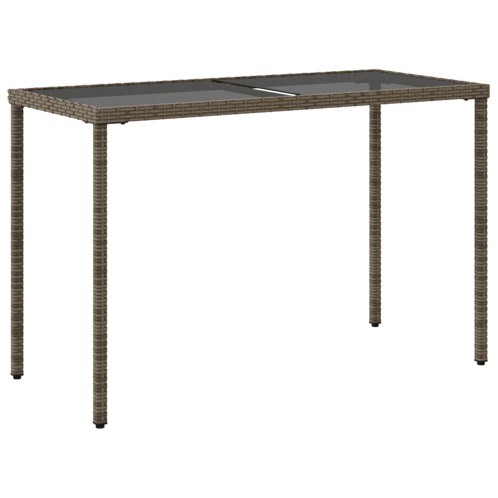 Tuintafel met glazen blad 115x54x74 cm poly rattan grijs - AllerleiShop