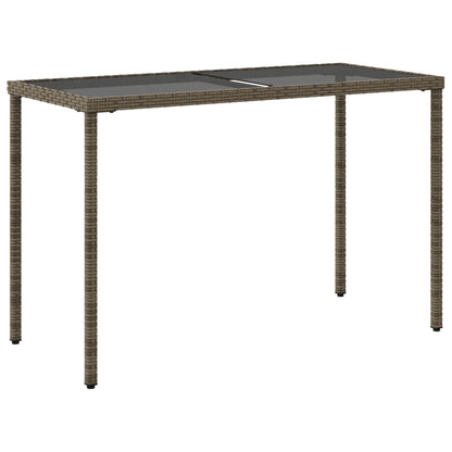 Tuintafel met glazen blad 115x54x74 cm poly rattan grijs - AllerleiShop