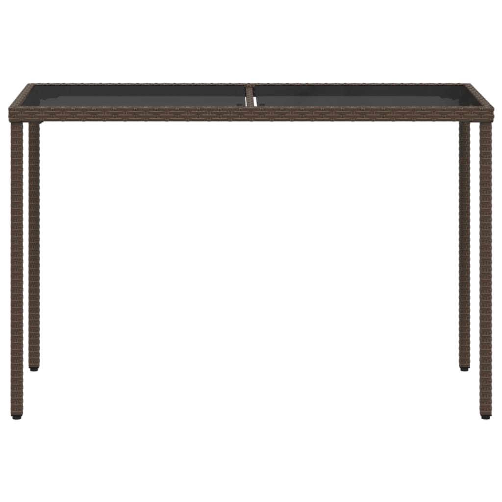 Tuintafel met glazen blad 115x54x74 cm poly rattan bruin - AllerleiShop