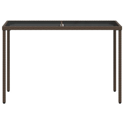 Tuintafel met glazen blad 115x54x74 cm poly rattan bruin - AllerleiShop