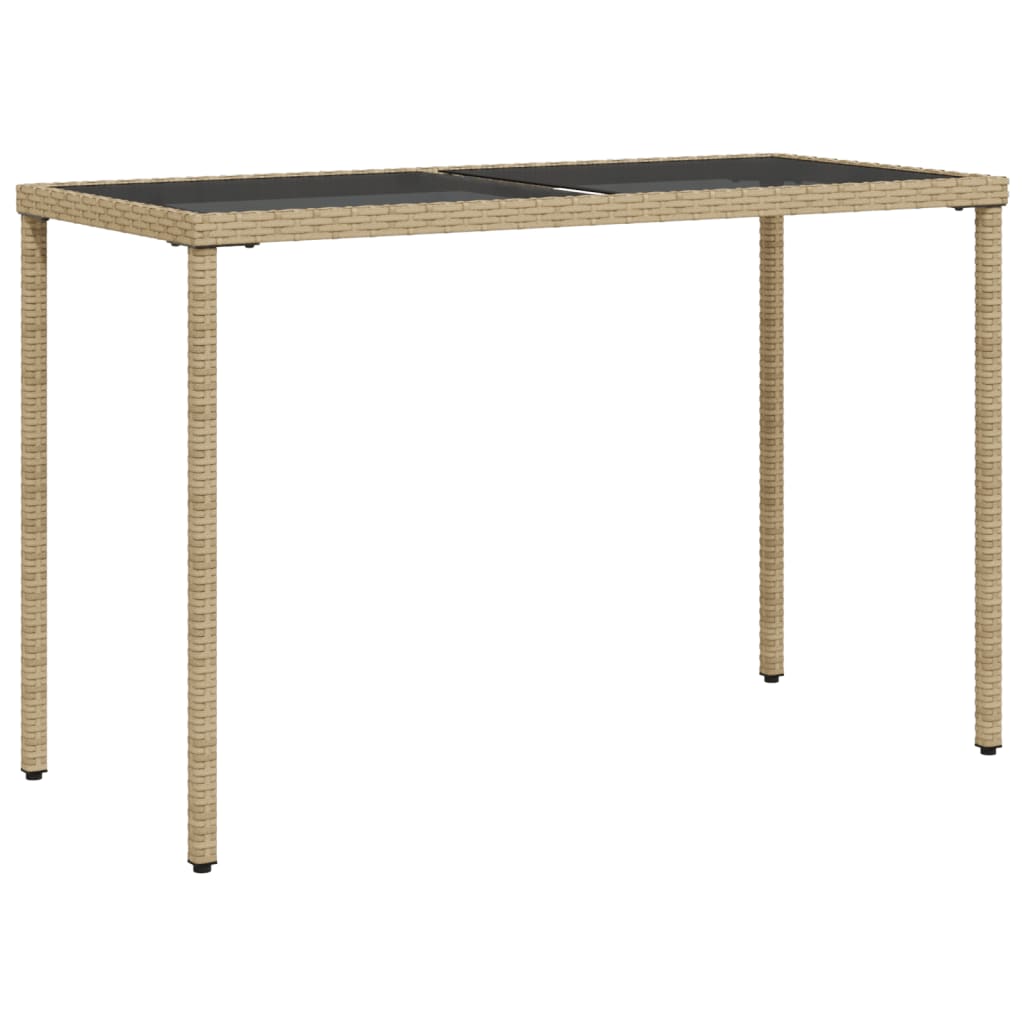 Tuintafel met glazen blad 115x54x74 cm poly rattan beige - AllerleiShop