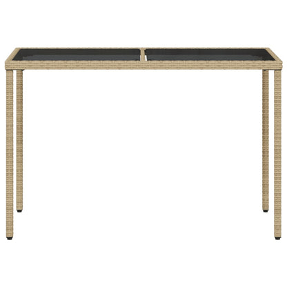 Tuintafel met glazen blad 115x54x74 cm poly rattan beige - AllerleiShop