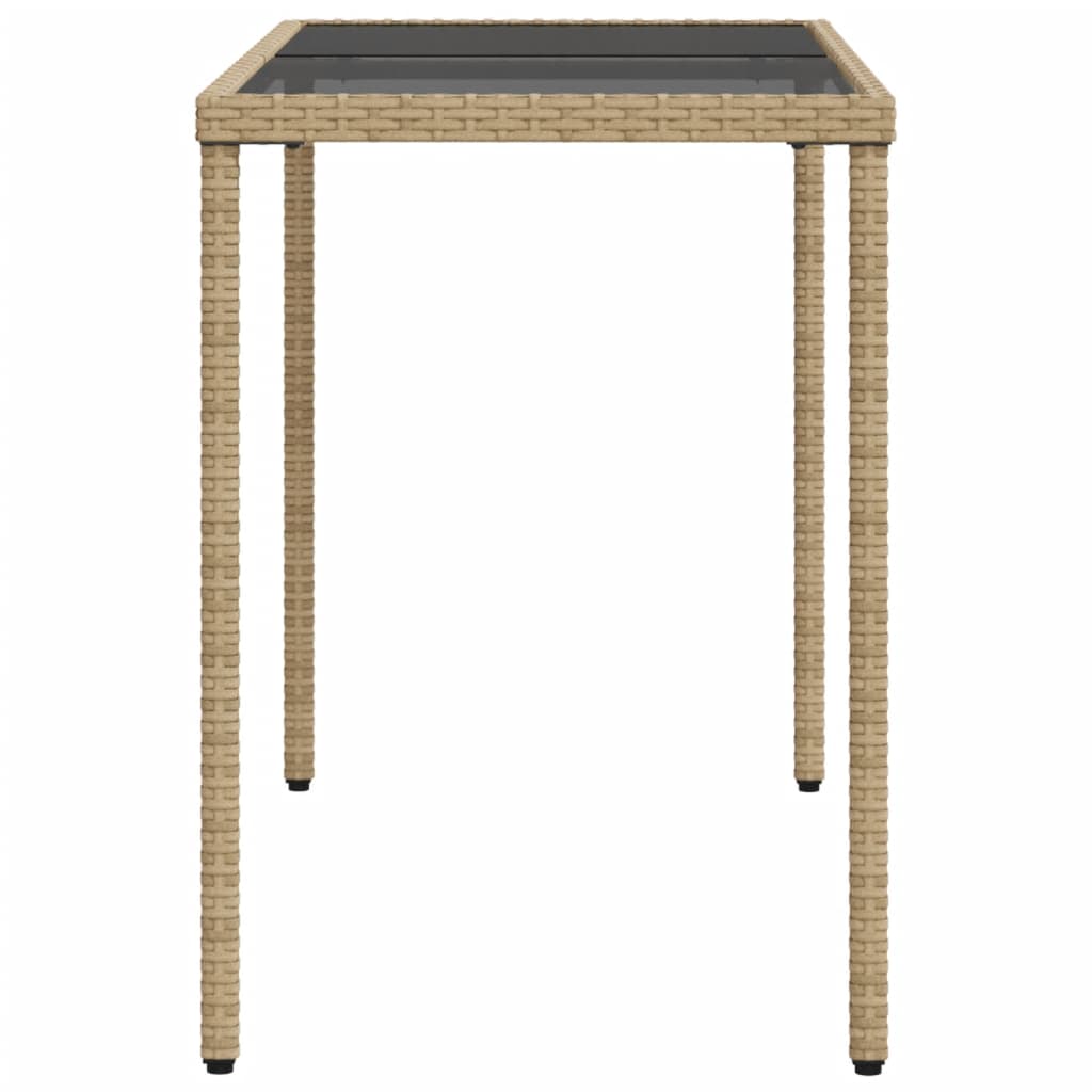 Tuintafel met glazen blad 115x54x74 cm poly rattan beige - AllerleiShop