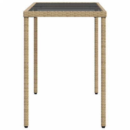 Tuintafel met glazen blad 115x54x74 cm poly rattan beige - AllerleiShop