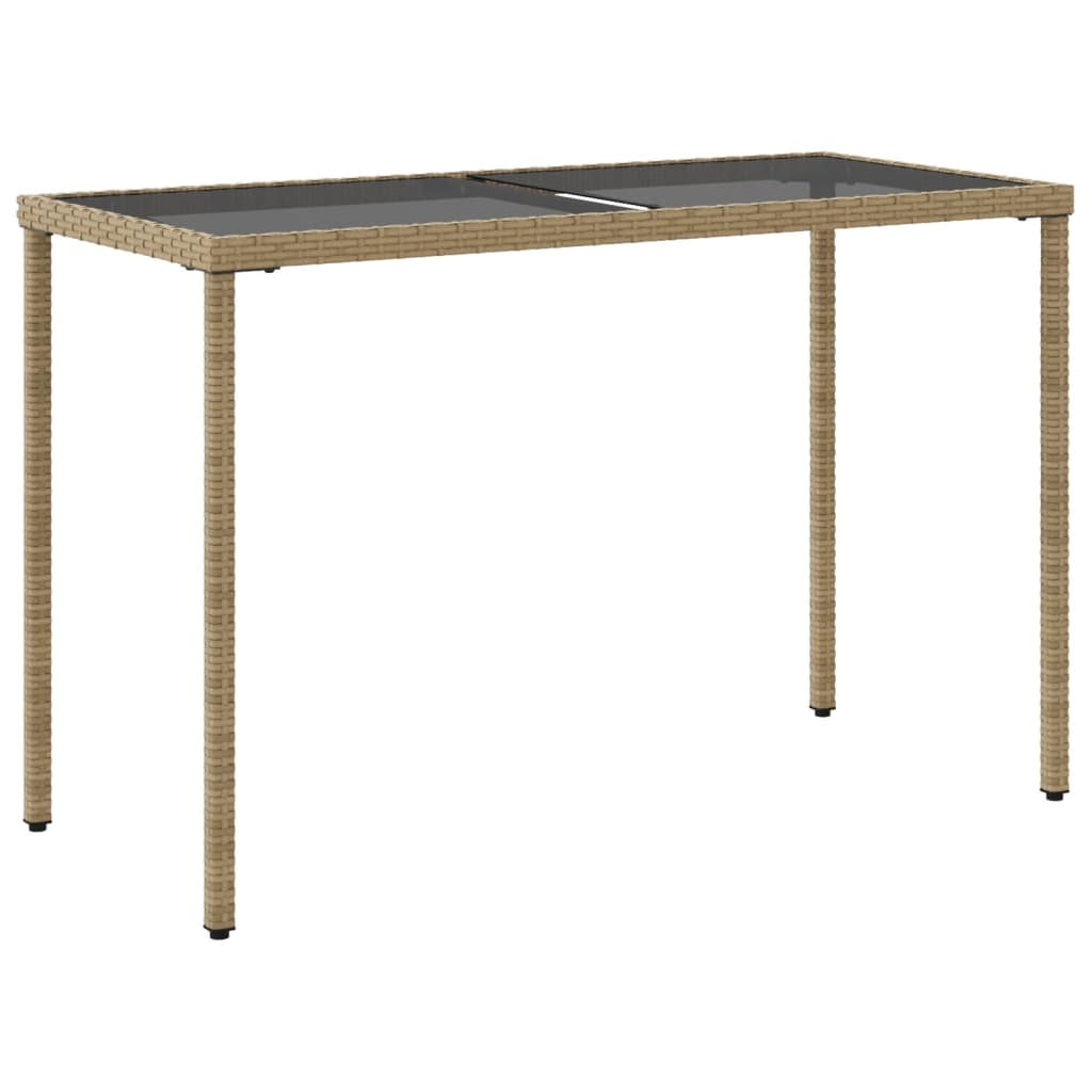 Tuintafel met glazen blad 115x54x74 cm poly rattan beige - AllerleiShop