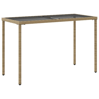 Tuintafel met glazen blad 115x54x74 cm poly rattan beige - AllerleiShop