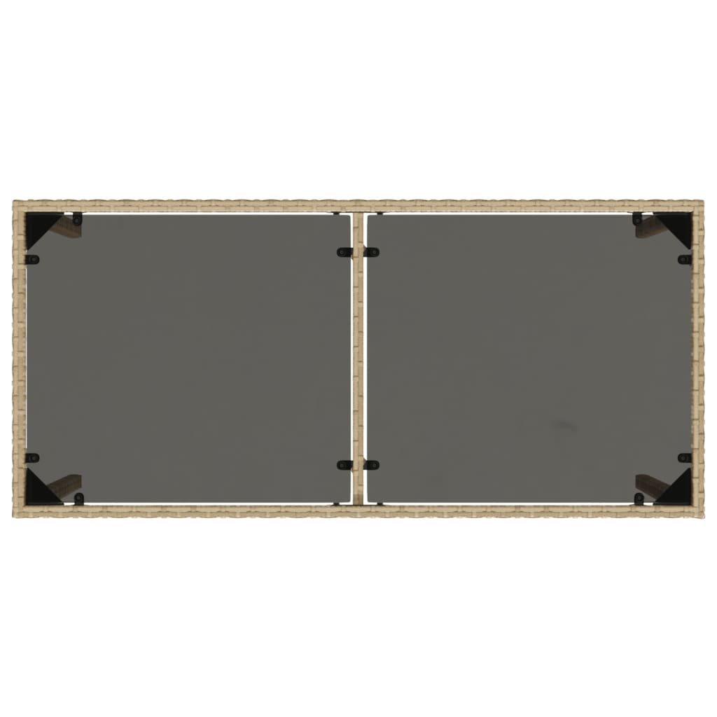 Tuintafel met glazen blad 115x54x74 cm poly rattan beige - AllerleiShop