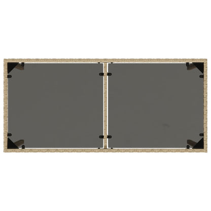 Tuintafel met glazen blad 115x54x74 cm poly rattan beige - AllerleiShop