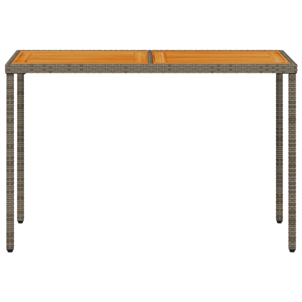 Tuintafel met acaciahouten blad 115x54x74 cm poly rattan grijs - AllerleiShop