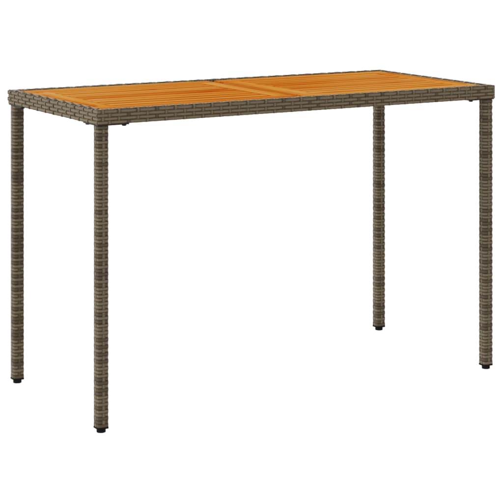 Tuintafel met acaciahouten blad 115x54x74 cm poly rattan grijs - AllerleiShop