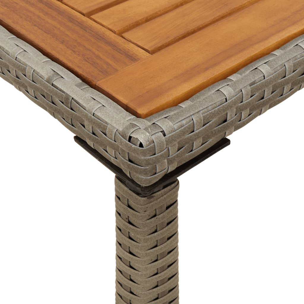 Tuintafel met acaciahouten blad 115x54x74 cm poly rattan grijs - AllerleiShop