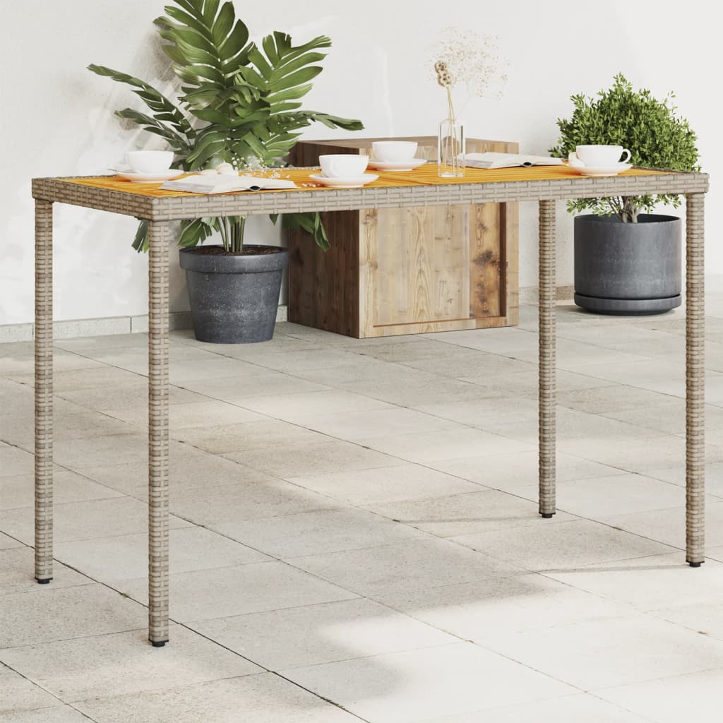 Tuintafel met acaciahouten blad 115x54x74 cm poly rattan grijs - AllerleiShop