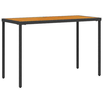 Tuintafel met acaciahouten blad 115x54x74 cm poly rattan zwart - AllerleiShop