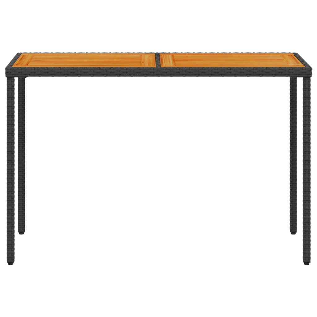 Tuintafel met acaciahouten blad 115x54x74 cm poly rattan zwart - AllerleiShop