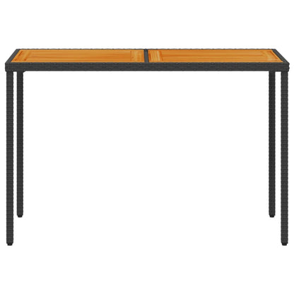 Tuintafel met acaciahouten blad 115x54x74 cm poly rattan zwart - AllerleiShop