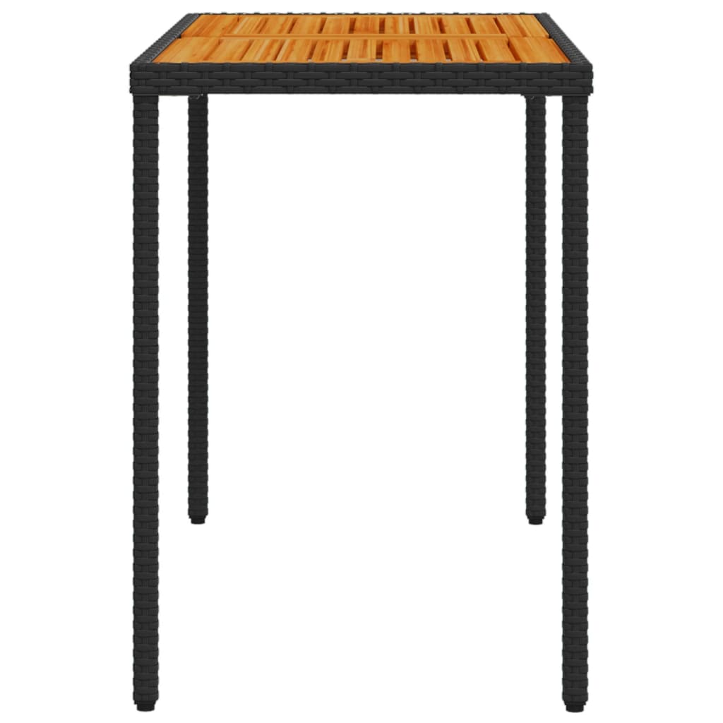 Tuintafel met acaciahouten blad 115x54x74 cm poly rattan zwart - AllerleiShop