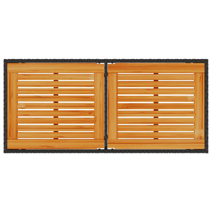 Tuintafel met acaciahouten blad 115x54x74 cm poly rattan zwart - AllerleiShop