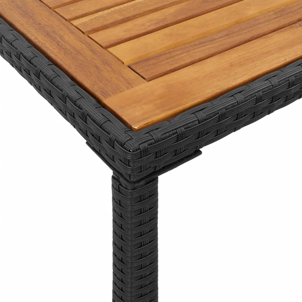 Tuintafel met acaciahouten blad 115x54x74 cm poly rattan zwart - AllerleiShop