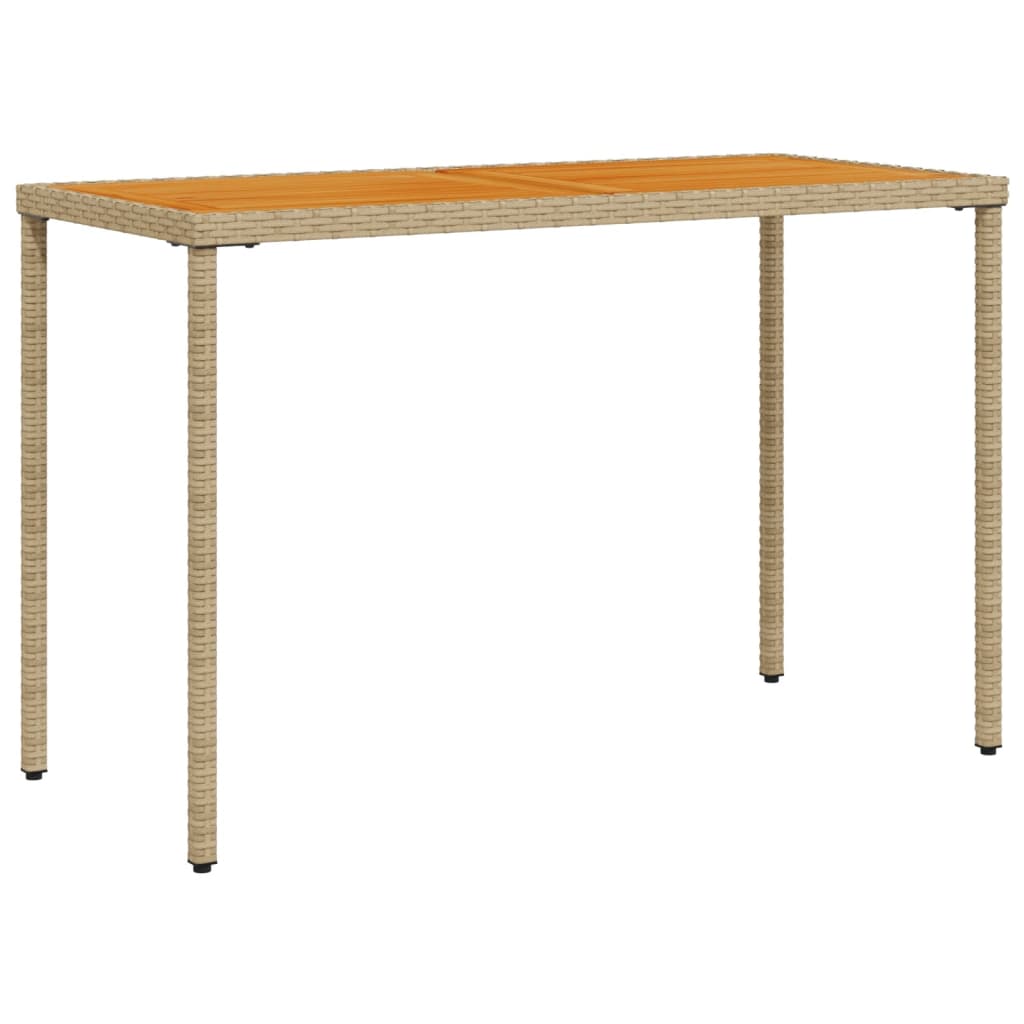 Tuintafel met acaciahouten blad 115x54x74 cm poly rattan beige - AllerleiShop