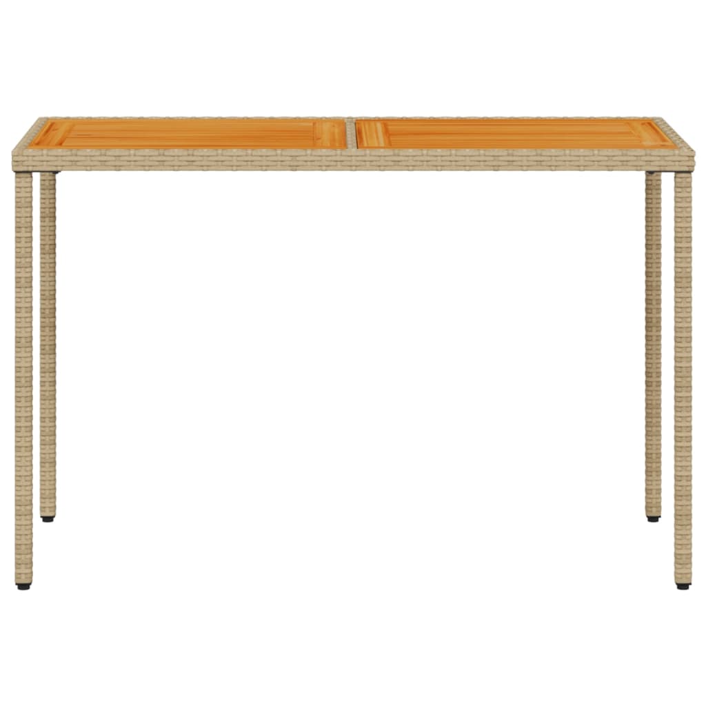 Tuintafel met acaciahouten blad 115x54x74 cm poly rattan beige - AllerleiShop