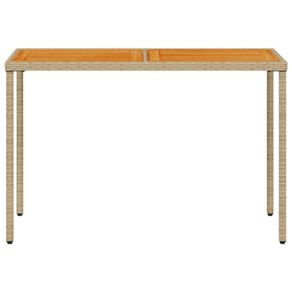 Tuintafel met acaciahouten blad 115x54x74 cm poly rattan beige - AllerleiShop