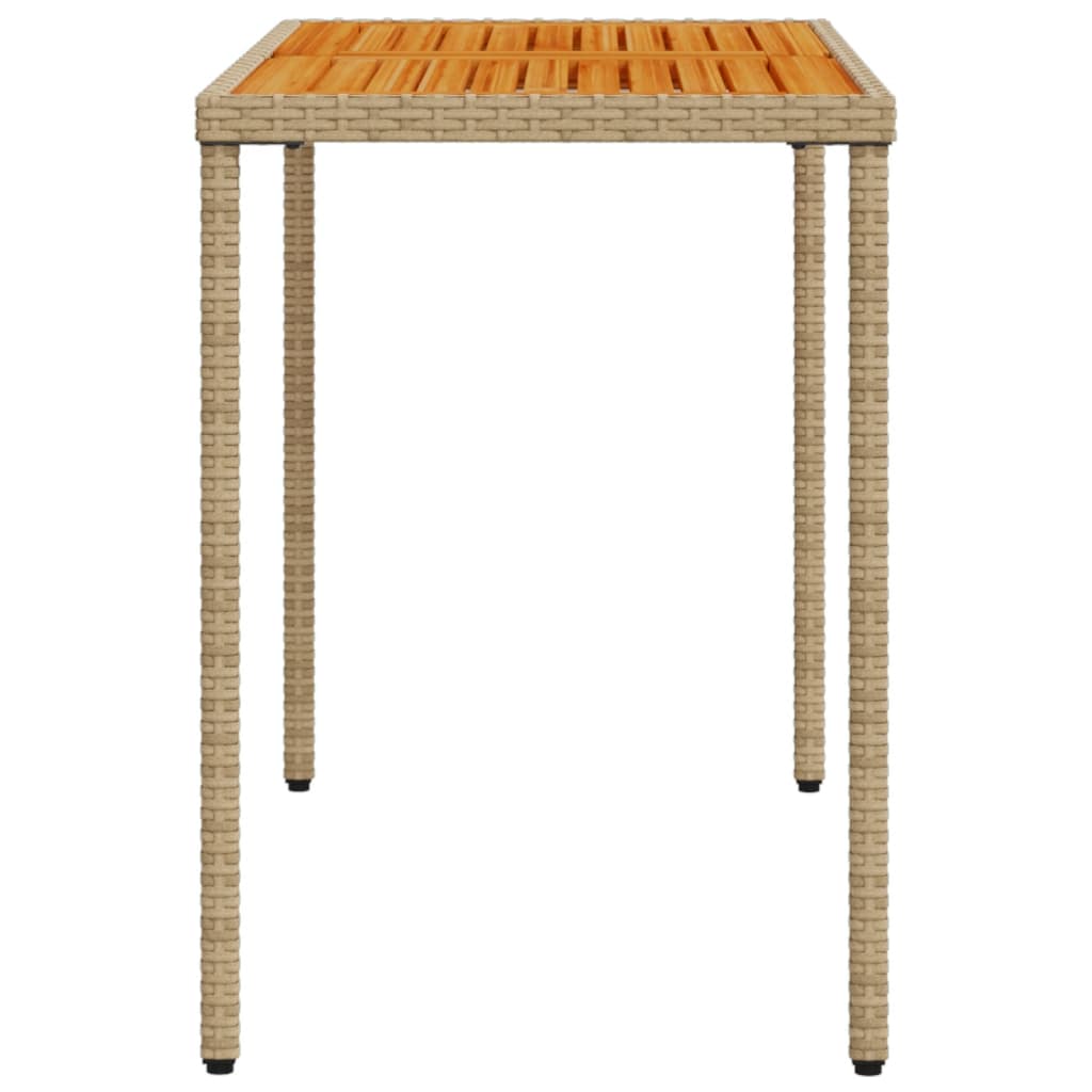 Tuintafel met acaciahouten blad 115x54x74 cm poly rattan beige - AllerleiShop