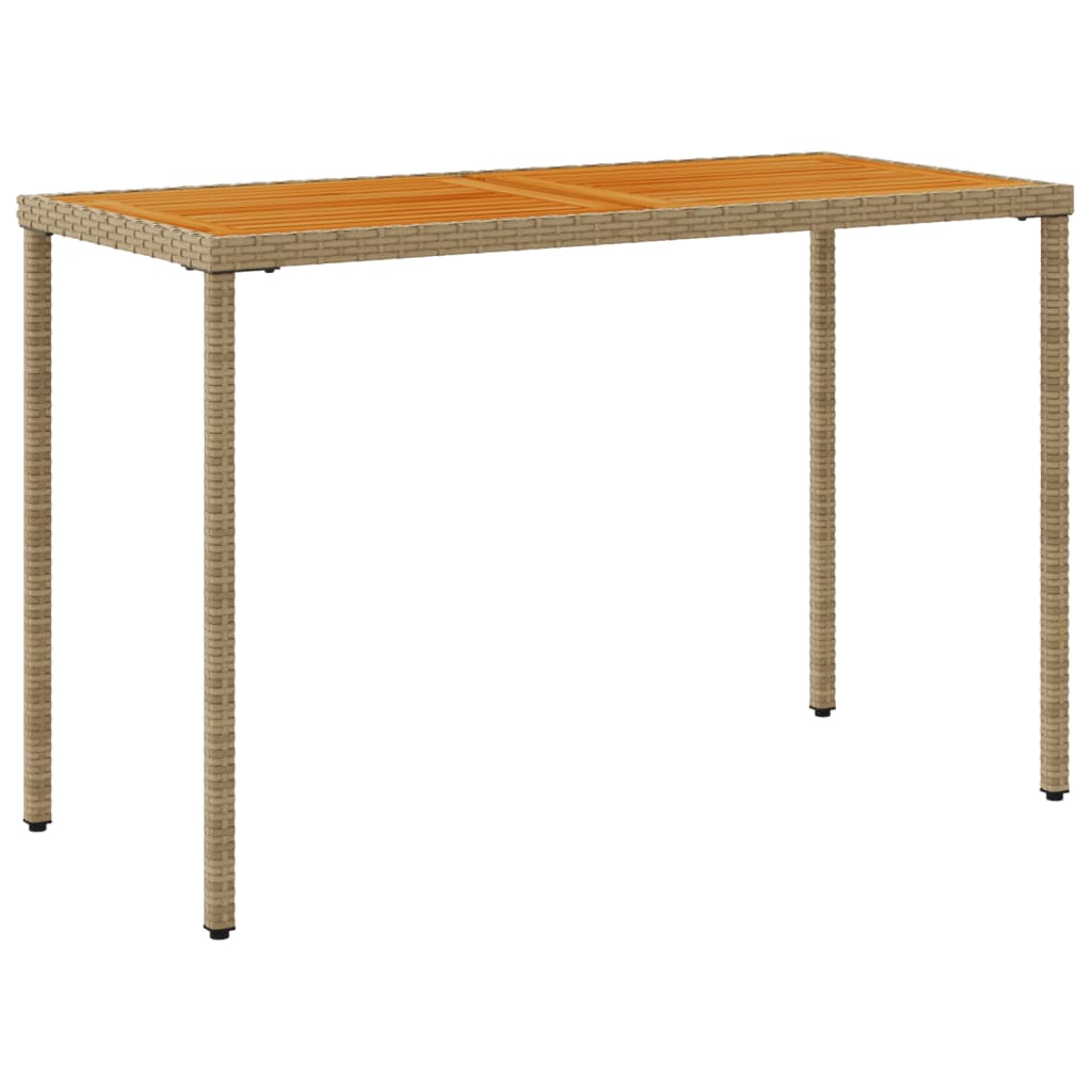 Tuintafel met acaciahouten blad 115x54x74 cm poly rattan beige - AllerleiShop