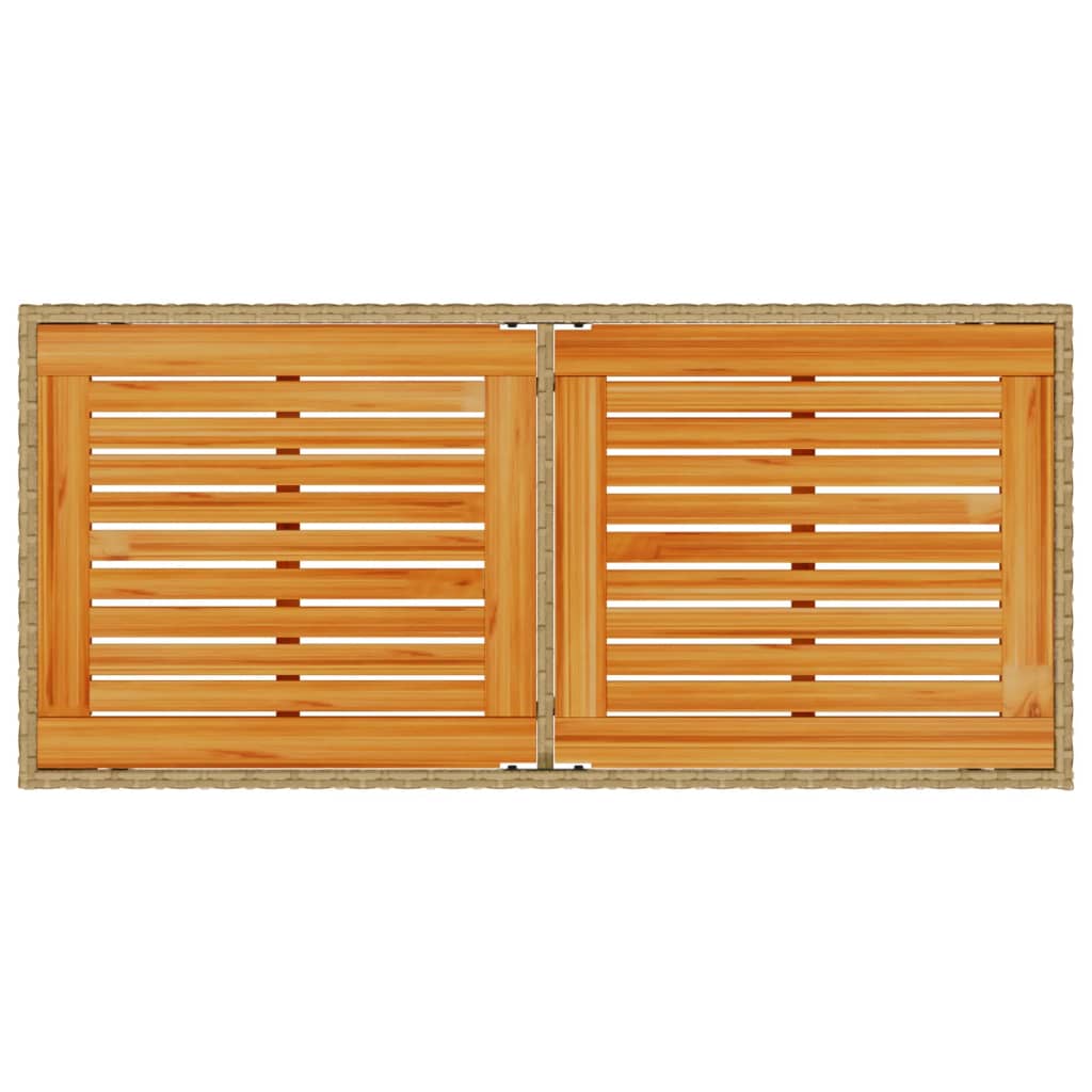 Tuintafel met acaciahouten blad 115x54x74 cm poly rattan beige - AllerleiShop