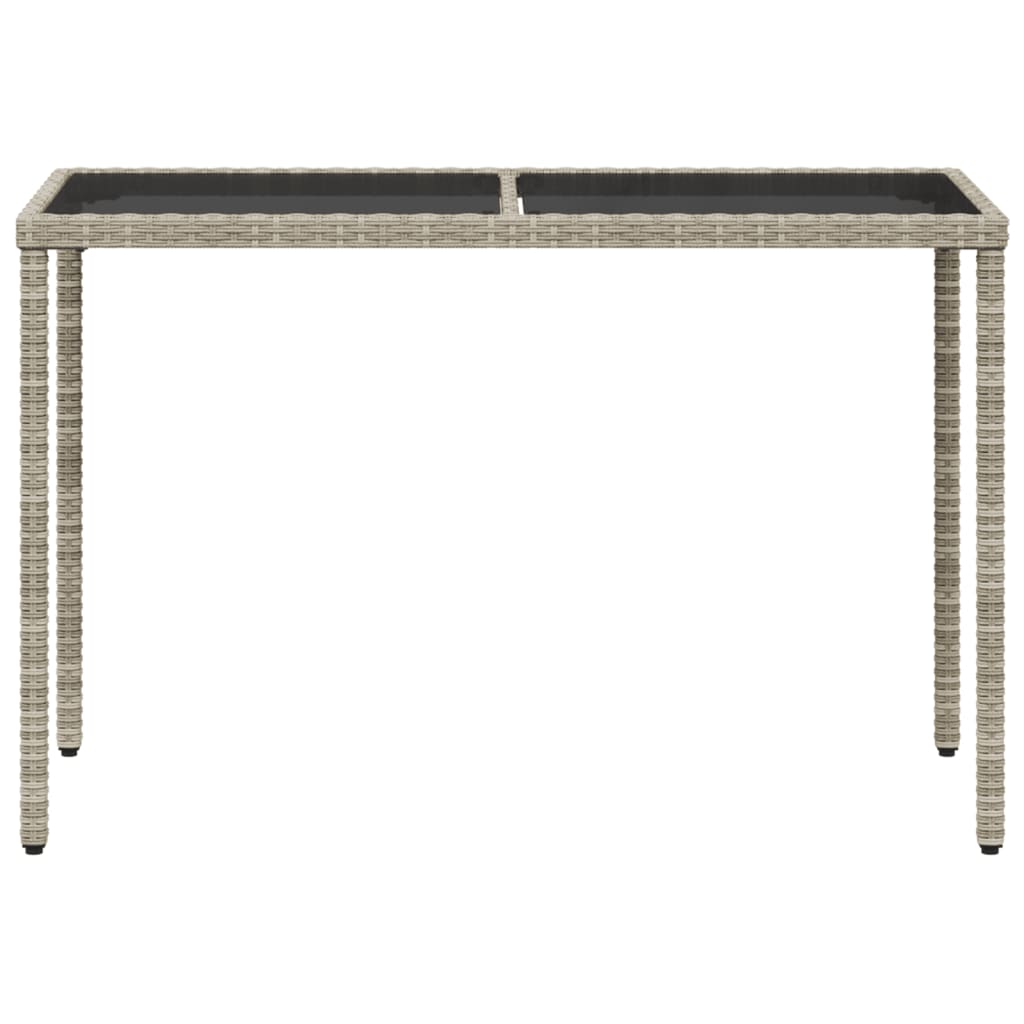 Tuintafel met glazen blad 115x54x74 cm poly rattan lichtgrijs - AllerleiShop