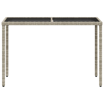 Tuintafel met glazen blad 115x54x74 cm poly rattan lichtgrijs - AllerleiShop