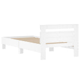 Bedframe met hoofdbord bewerkt hout wit 100x200 cm