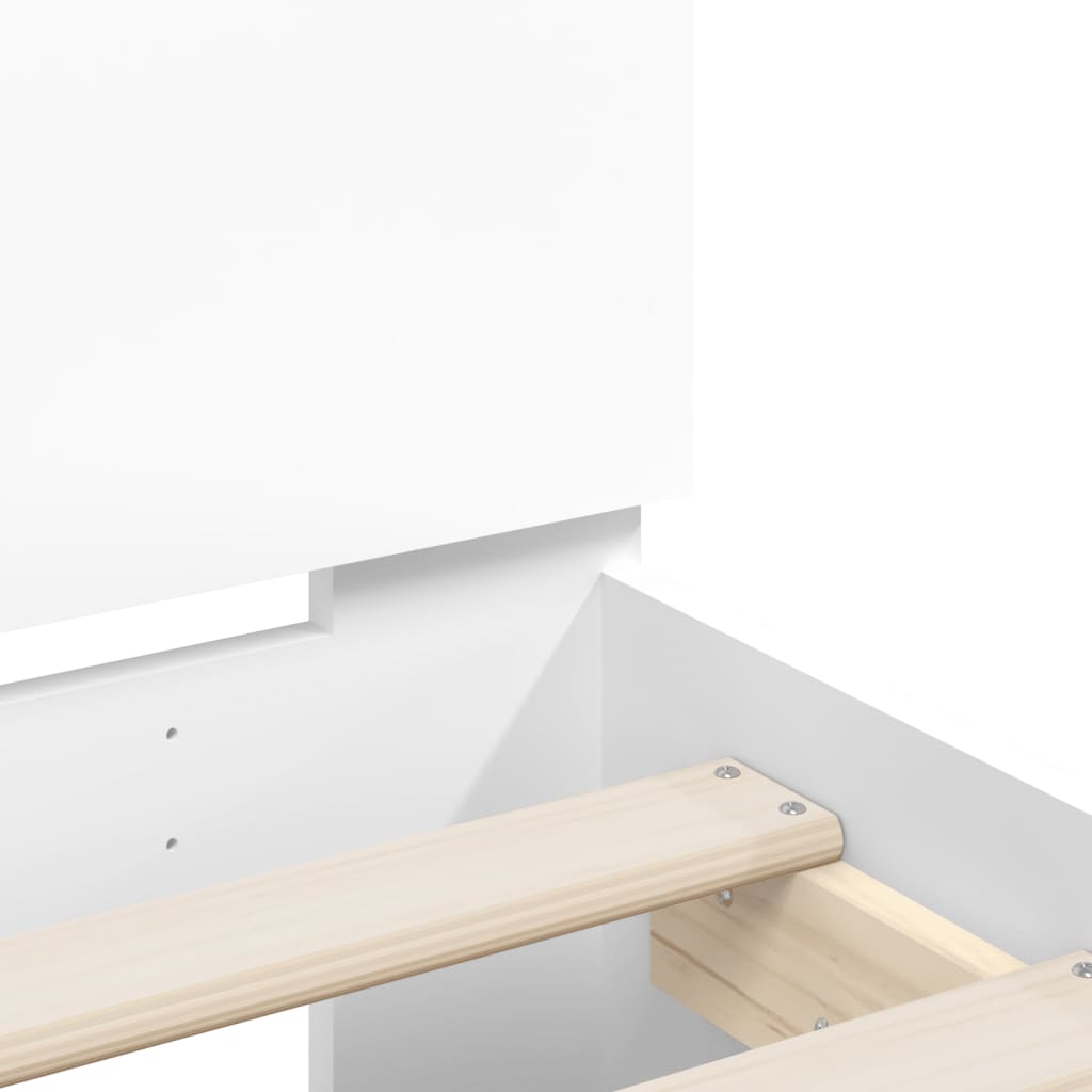 Bedframe met hoofdbord bewerkt hout wit 100x200 cm