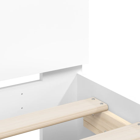 Bedframe met hoofdbord bewerkt hout wit 100x200 cm