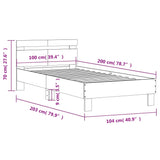 Bedframe met hoofdbord bewerkt hout wit 100x200 cm