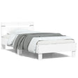 Bedframe met hoofdbord bewerkt hout wit 100x200 cm