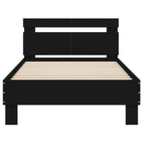 Bedframe met hoofdbord bewerkt hout zwart 100x200 cm
