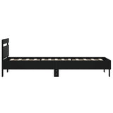 Bedframe met hoofdbord bewerkt hout zwart 100x200 cm