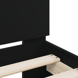 Bedframe met hoofdbord bewerkt hout zwart 100x200 cm
