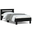 Bedframe met hoofdbord bewerkt hout zwart 100x200 cm