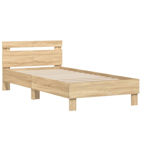 Bedframe met hoofdbord zonder matras sonoma eiken 100x200 cm