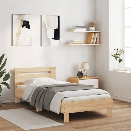 Bedframe met hoofdbord zonder matras sonoma eiken 100x200 cm